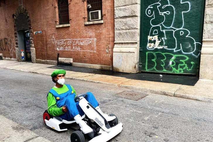 A photo of Luigi captured in the street